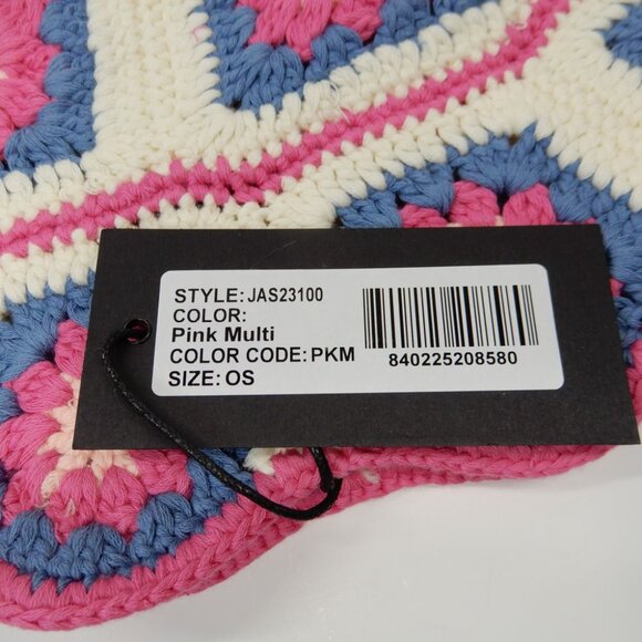 JOCELYN Women\'s The Tulum Crochet Bucket Hat Pink Multi Floral O/S NEW $75 main image 4